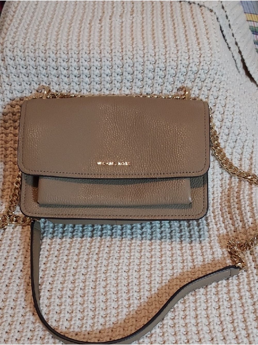 Michael Kors Claire Small Pebbled Leather Convertible Shoulder In Taupe